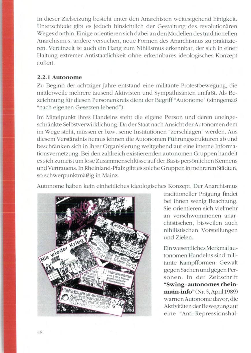 Seite 50 des Verfassungsschutzbericht 1989 Rheinland-Pfalz