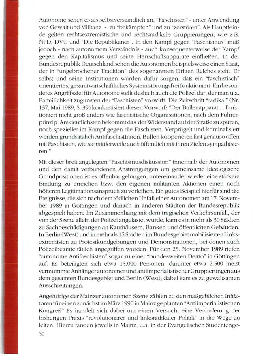 Seite 52 des Verfassungsschutzbericht 1989 Rheinland-Pfalz