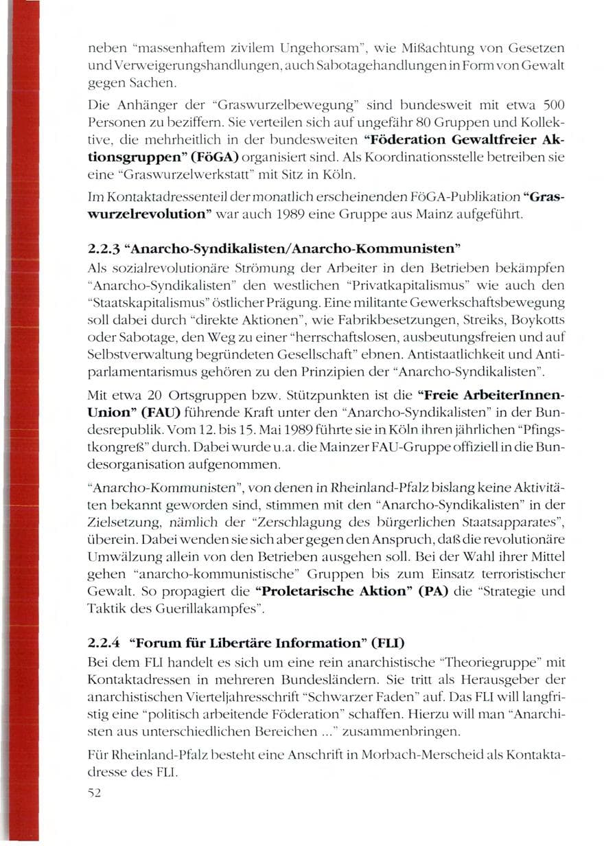 Seite 54 des Verfassungsschutzbericht 1989 Rheinland-Pfalz