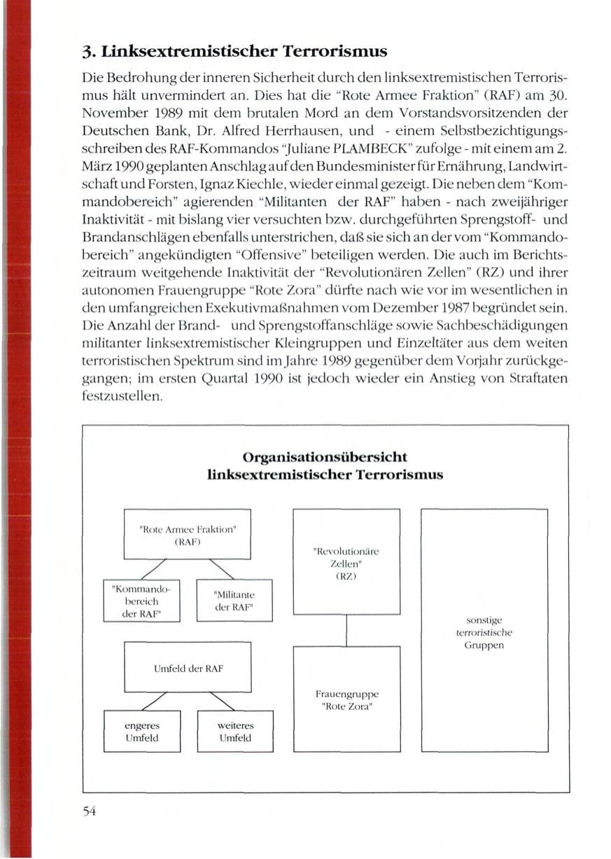 Seite 56 des Verfassungsschutzbericht 1989 Rheinland-Pfalz