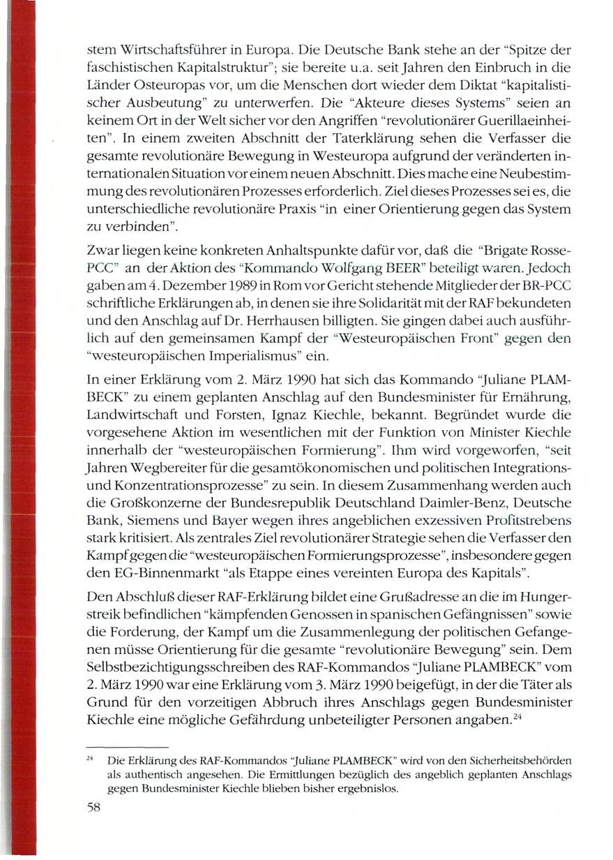 Seite 60 des Verfassungsschutzbericht 1989 Rheinland-Pfalz