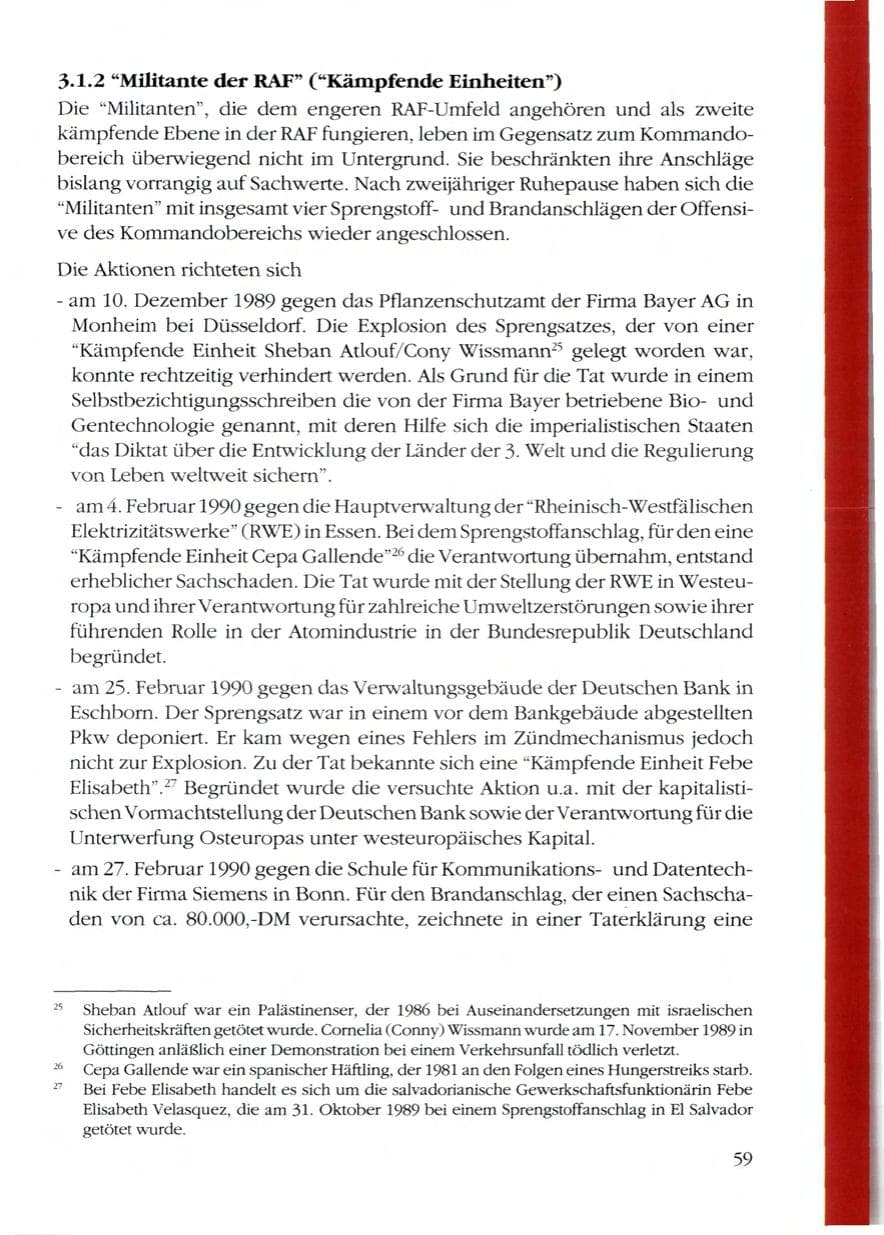 Seite 61 des Verfassungsschutzbericht 1989 Rheinland-Pfalz