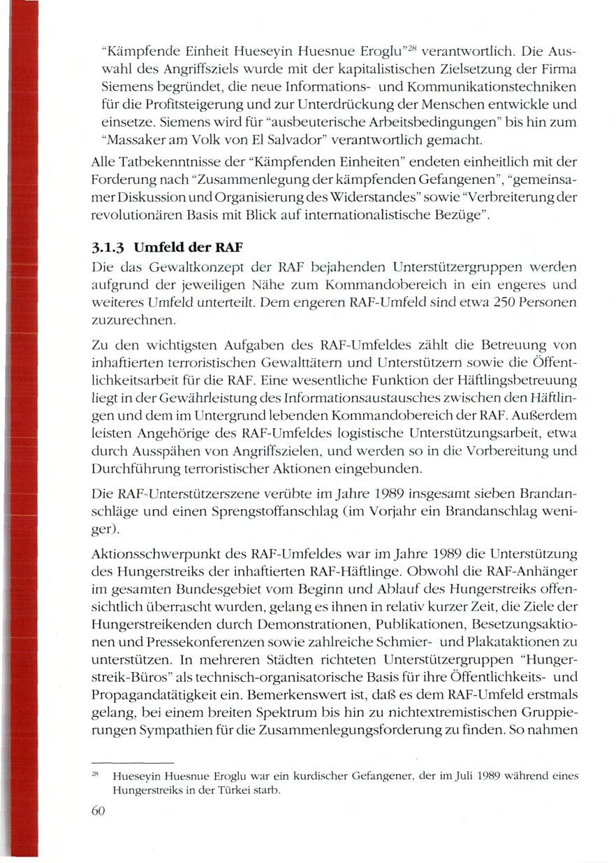 Seite 62 des Verfassungsschutzbericht 1989 Rheinland-Pfalz