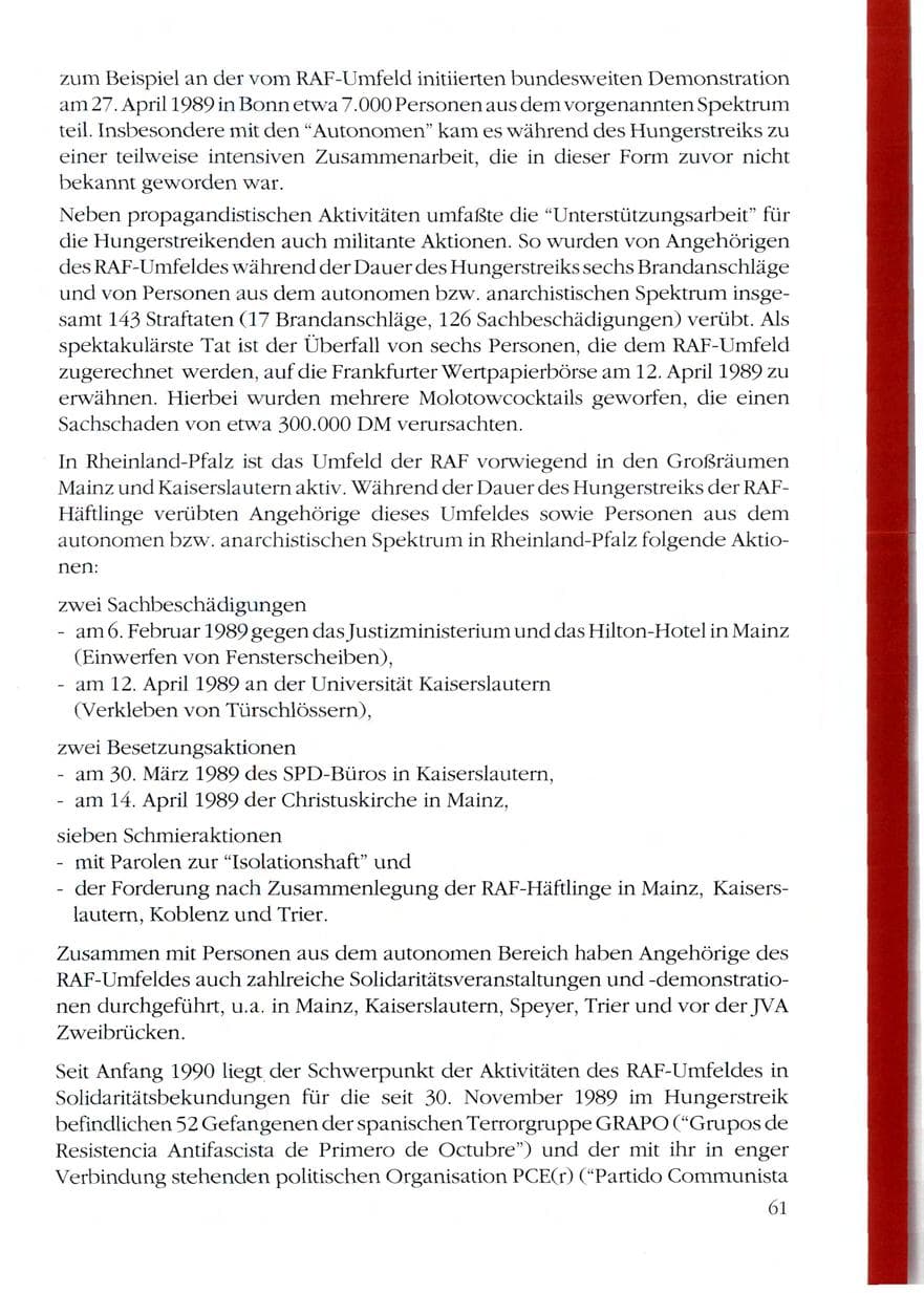 Seite 63 des Verfassungsschutzbericht 1989 Rheinland-Pfalz