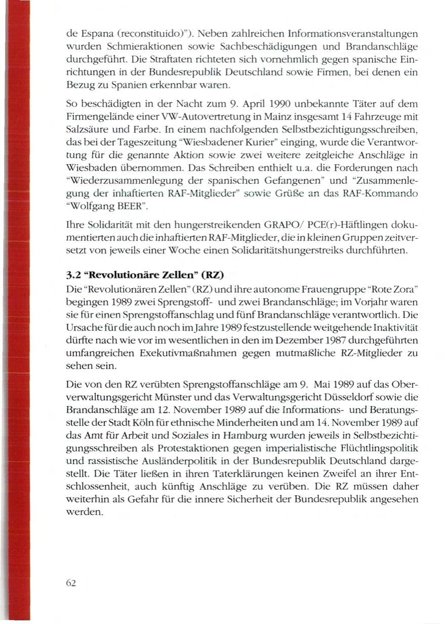 Seite 64 des Verfassungsschutzbericht 1989 Rheinland-Pfalz