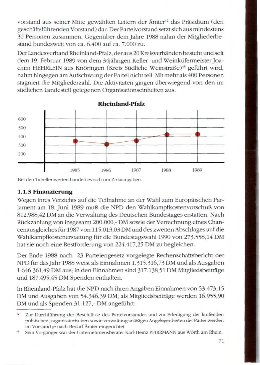 Seite 73 des Verfassungsschutzbericht 1989 Rheinland-Pfalz