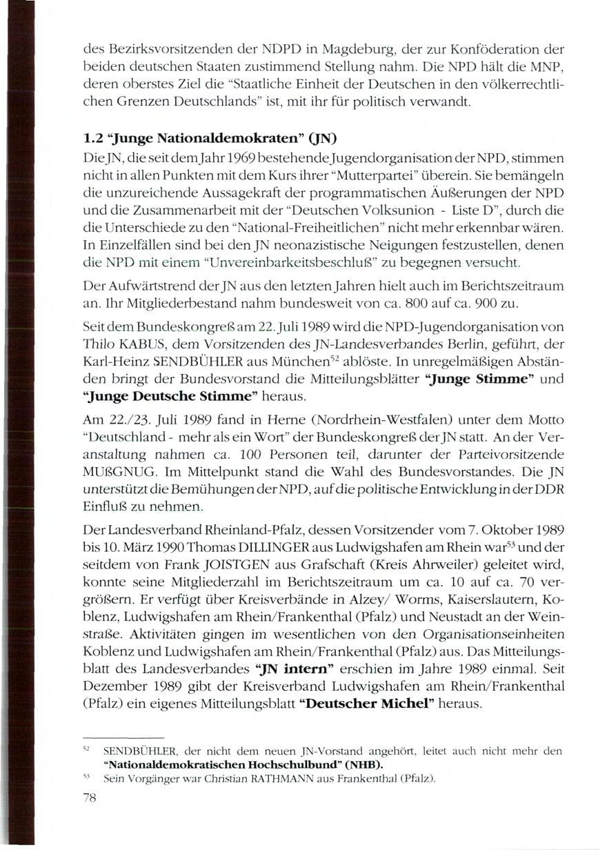 Seite 80 des Verfassungsschutzbericht 1989 Rheinland-Pfalz