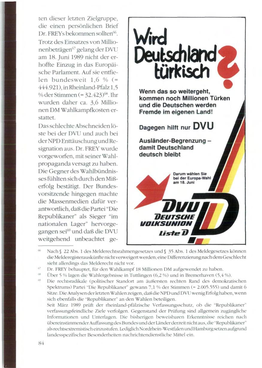Seite 86 des Verfassungsschutzbericht 1989 Rheinland-Pfalz