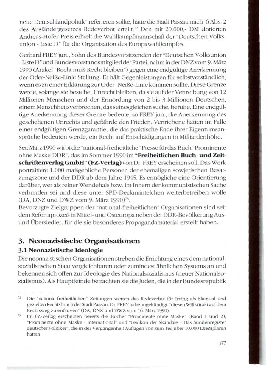 Seite 89 des Verfassungsschutzbericht 1989 Rheinland-Pfalz