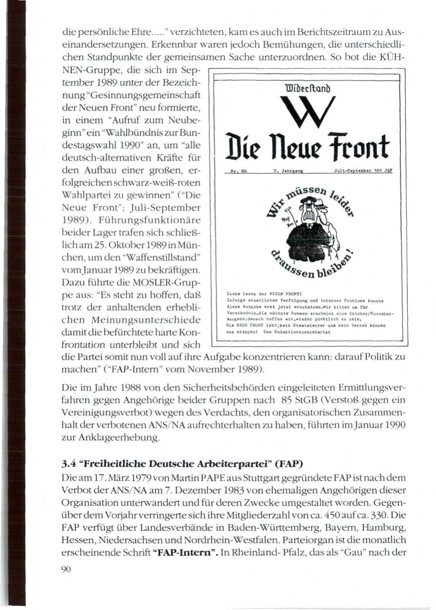 Seite 92 des Verfassungsschutzbericht 1989 Rheinland-Pfalz