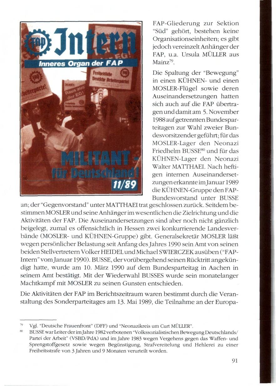 Seite 93 des Verfassungsschutzbericht 1989 Rheinland-Pfalz