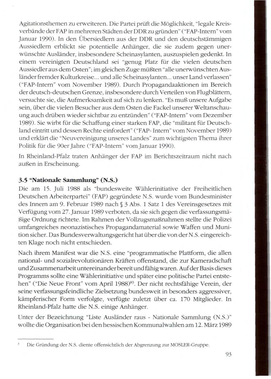Seite 95 des Verfassungsschutzbericht 1989 Rheinland-Pfalz