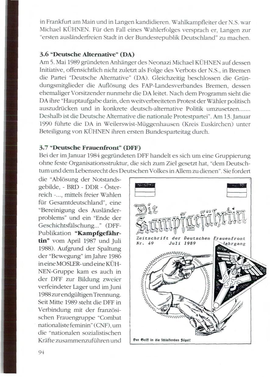 Seite 96 des Verfassungsschutzbericht 1989 Rheinland-Pfalz