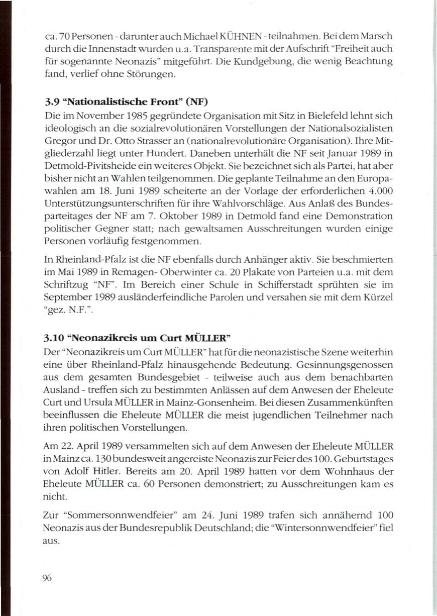 Seite 97 des Verfassungsschutzbericht 1989 Rheinland-Pfalz