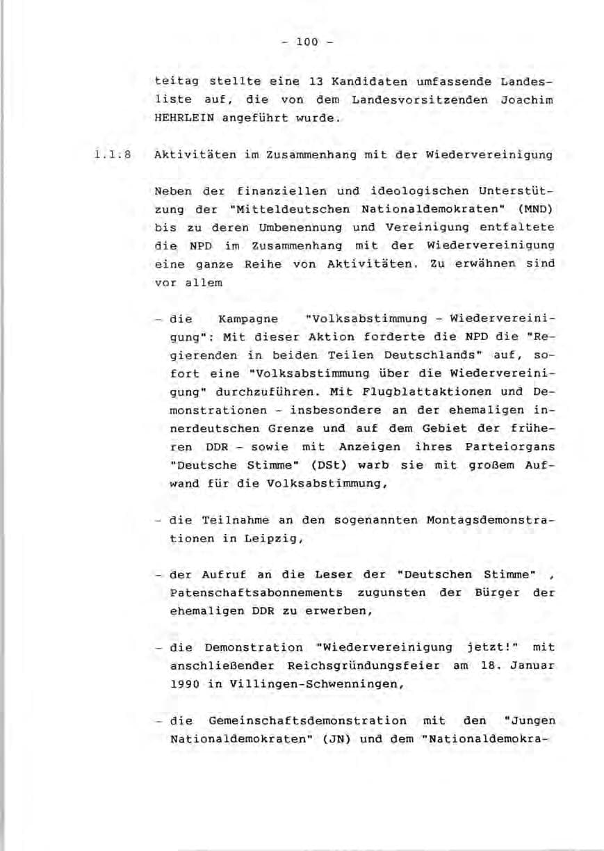 Seite 102 des Verfassungsschutzbericht 1990 Rheinland-Pfalz
