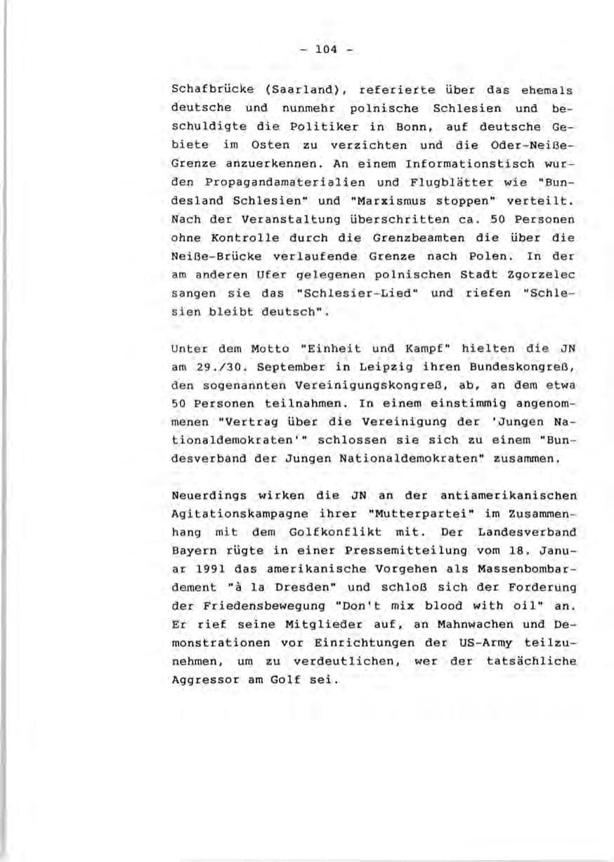 Seite 106 des Verfassungsschutzbericht 1990 Rheinland-Pfalz