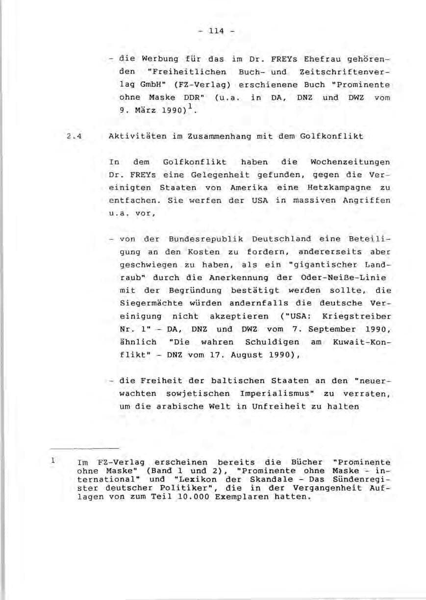 Seite 116 des Verfassungsschutzbericht 1990 Rheinland-Pfalz