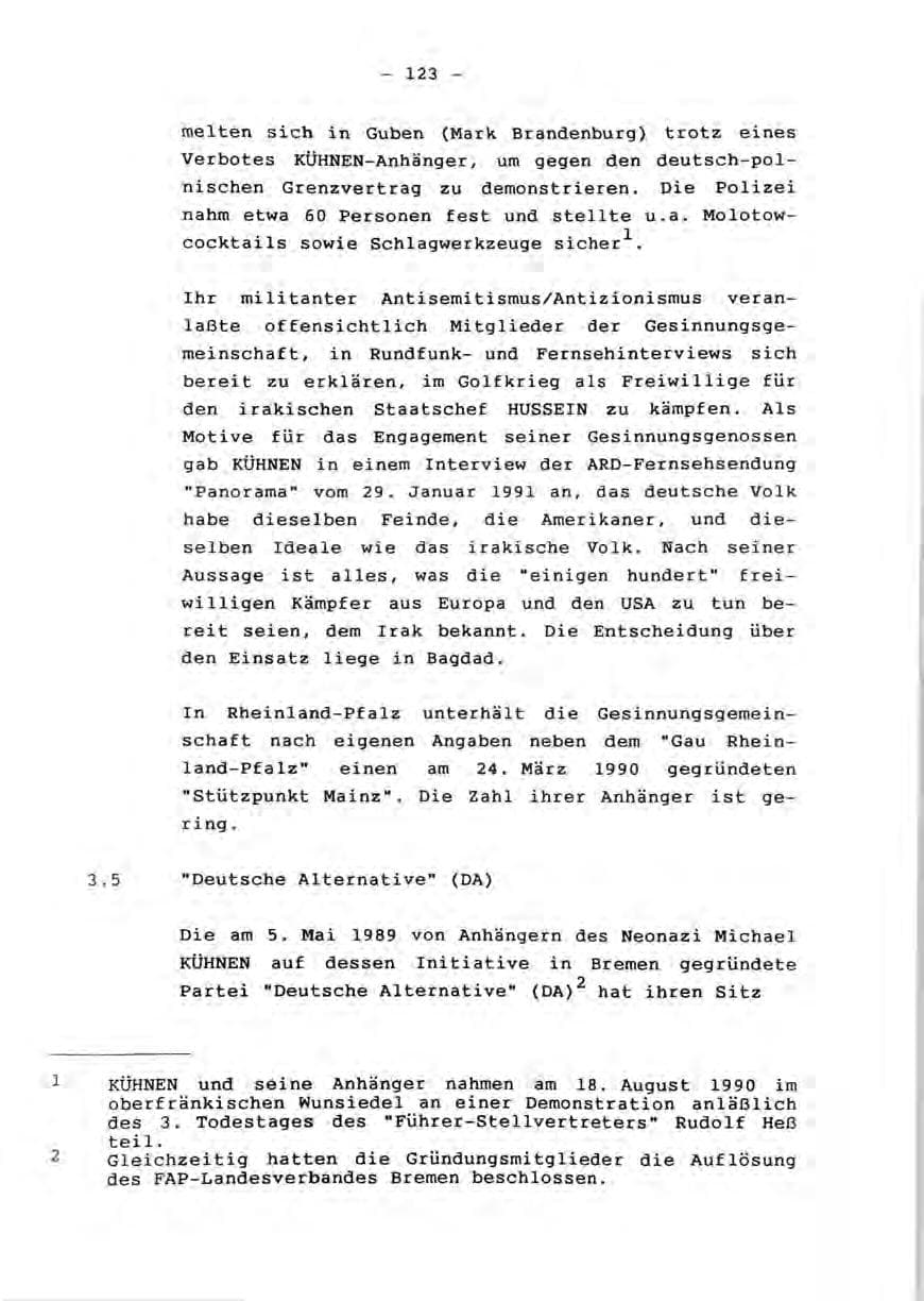 Seite 125 des Verfassungsschutzbericht 1990 Rheinland-Pfalz