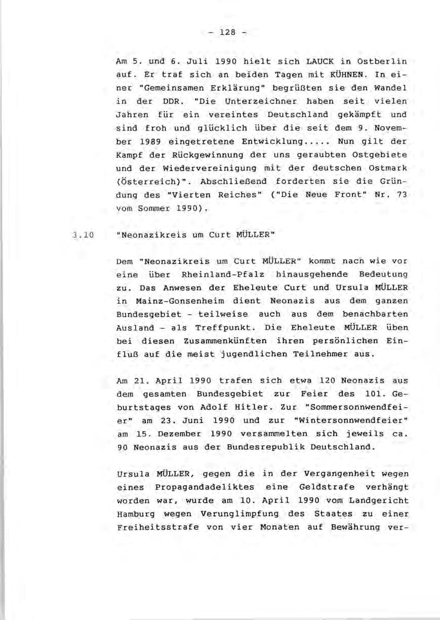 Seite 130 des Verfassungsschutzbericht 1990 Rheinland-Pfalz