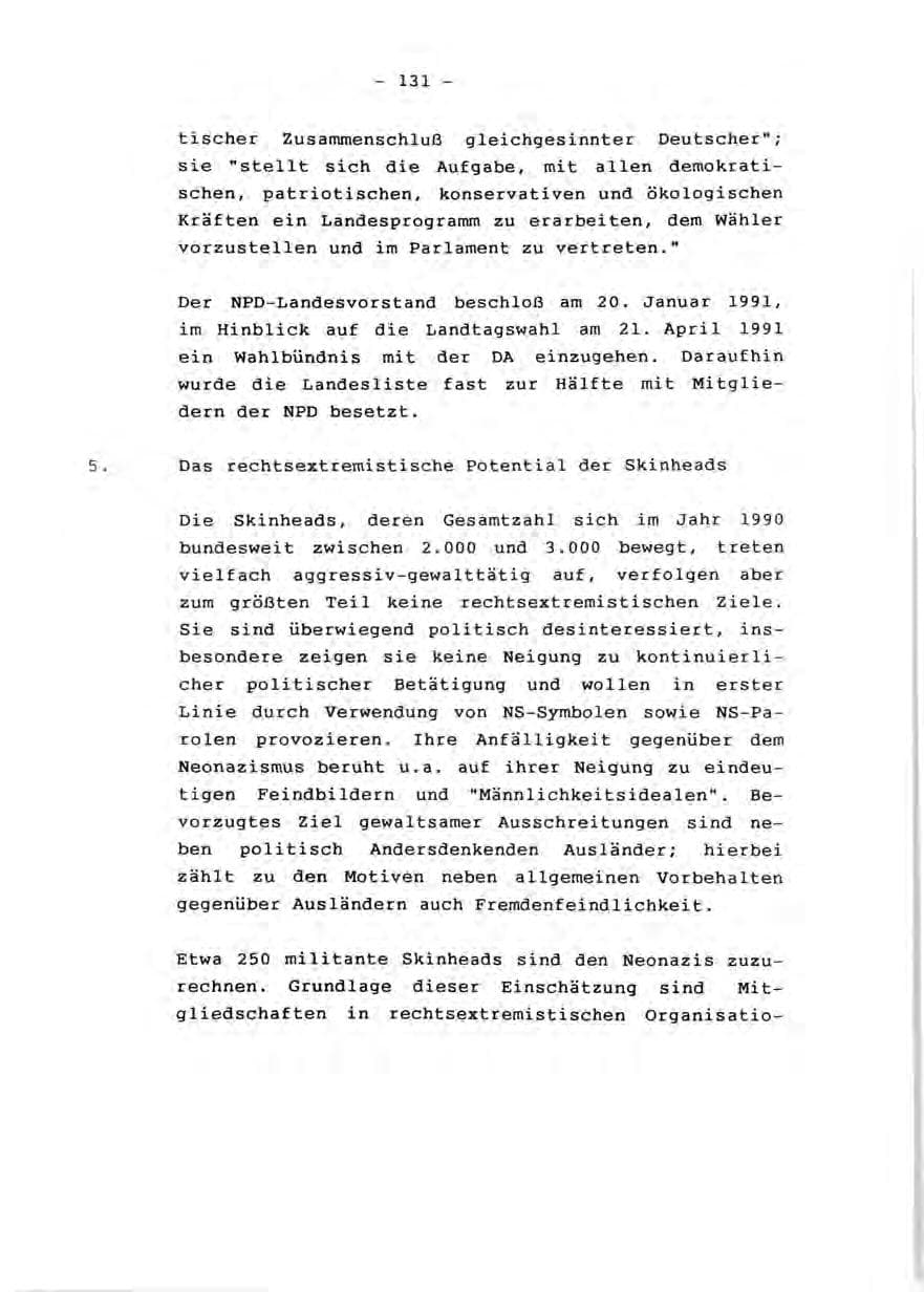 Seite 133 des Verfassungsschutzbericht 1990 Rheinland-Pfalz