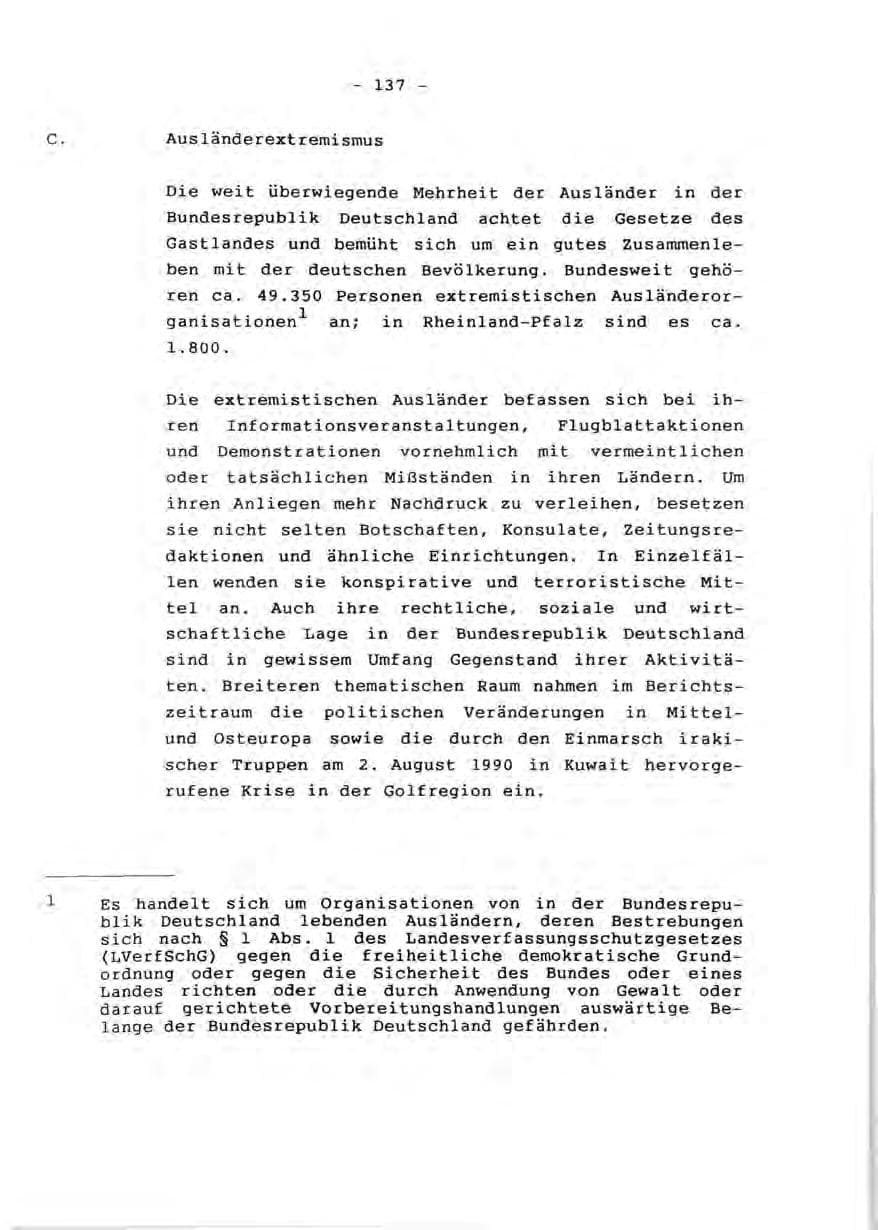 Seite 139 des Verfassungsschutzbericht 1990 Rheinland-Pfalz