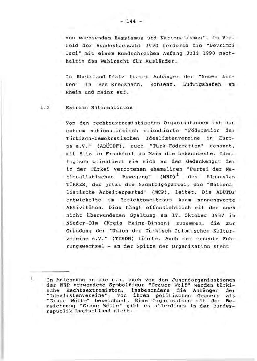 Seite 146 des Verfassungsschutzbericht 1990 Rheinland-Pfalz