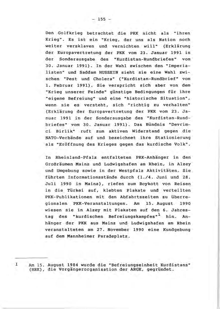 Seite 157 des Verfassungsschutzbericht 1990 Rheinland-Pfalz