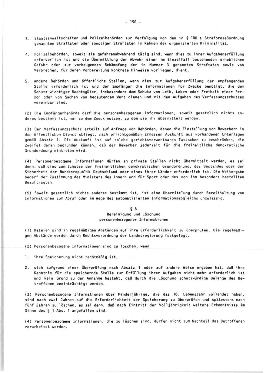 Seite 192 des Verfassungsschutzbericht 1990 Rheinland-Pfalz