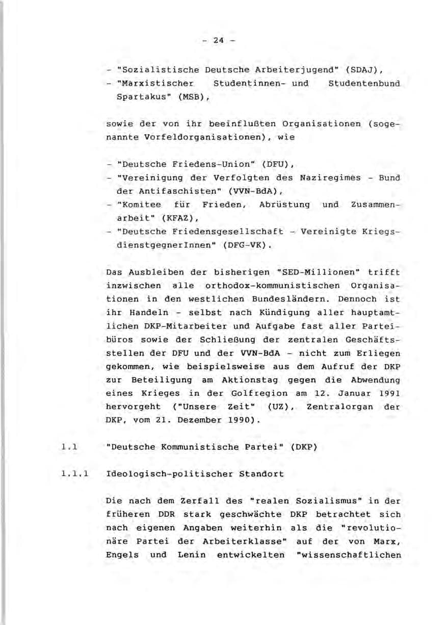 Seite 26 des Verfassungsschutzbericht 1990 Rheinland-Pfalz