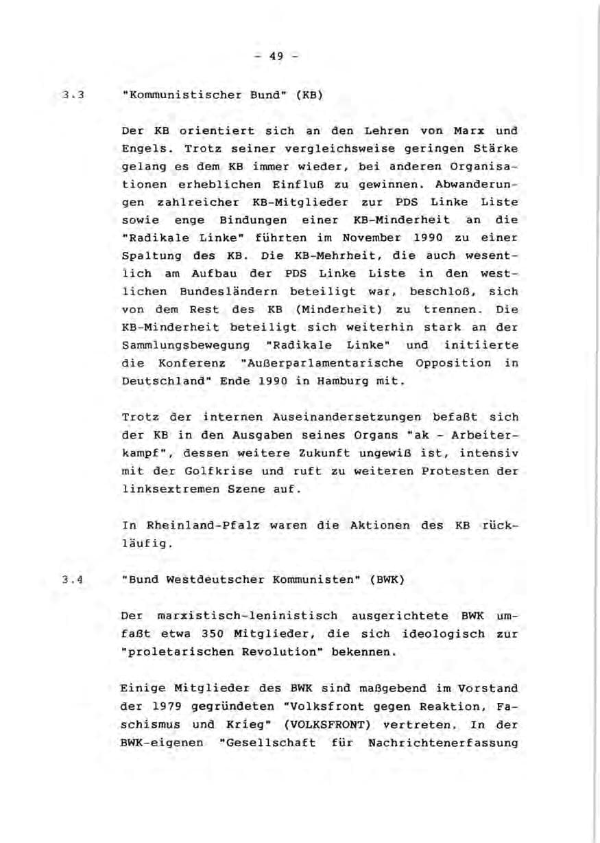 Seite 51 des Verfassungsschutzbericht 1990 Rheinland-Pfalz