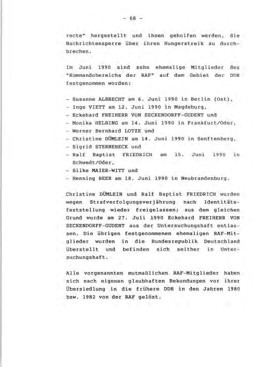 Seite 70 des Verfassungsschutzbericht 1990 Rheinland-Pfalz