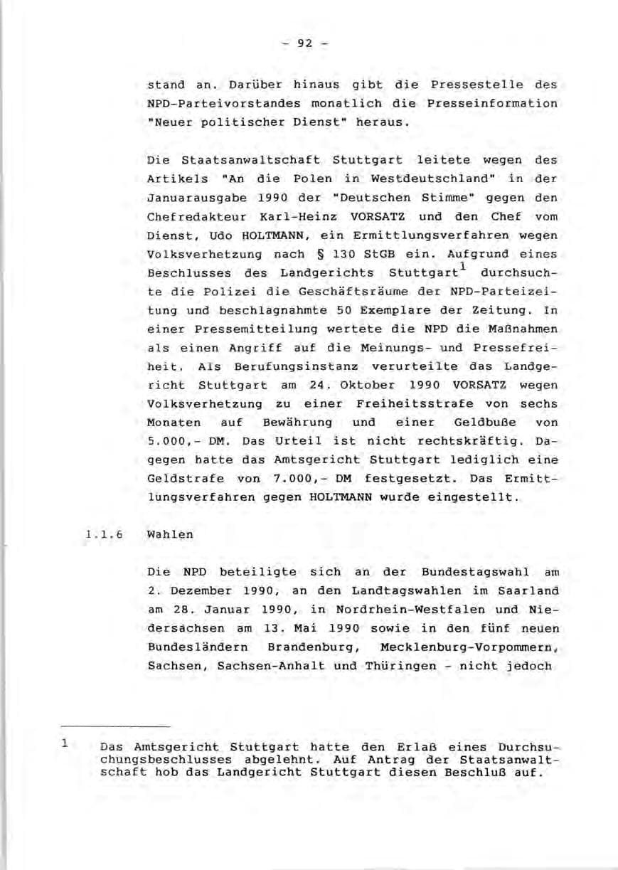 Seite 94 des Verfassungsschutzbericht 1990 Rheinland-Pfalz