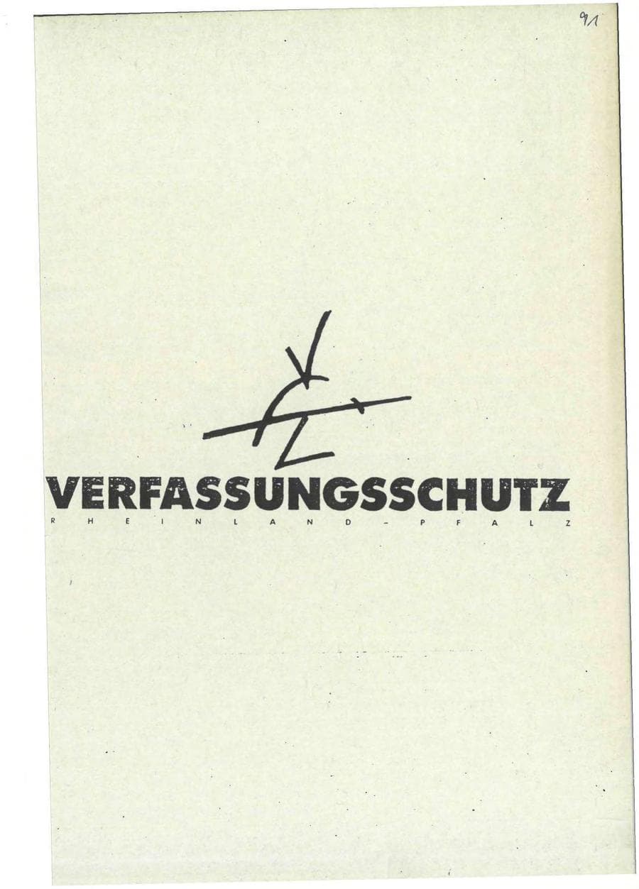 Seite 1 des Verfassungsschutzbericht 1991 Rheinland-Pfalz