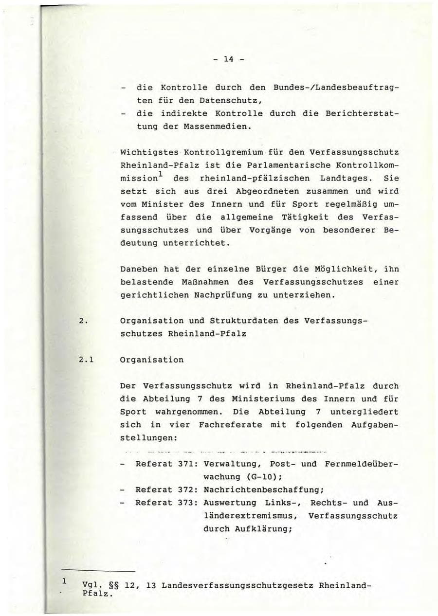 Seite 15 des Verfassungsschutzbericht 1991 Rheinland-Pfalz
