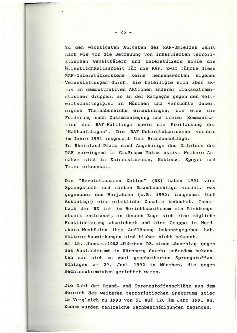 Seite 27 des Verfassungsschutzbericht 1991 Rheinland-Pfalz