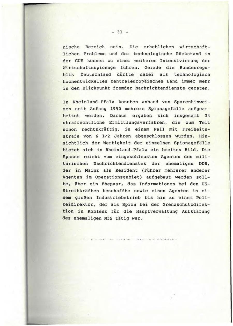 Seite 32 des Verfassungsschutzbericht 1991 Rheinland-Pfalz