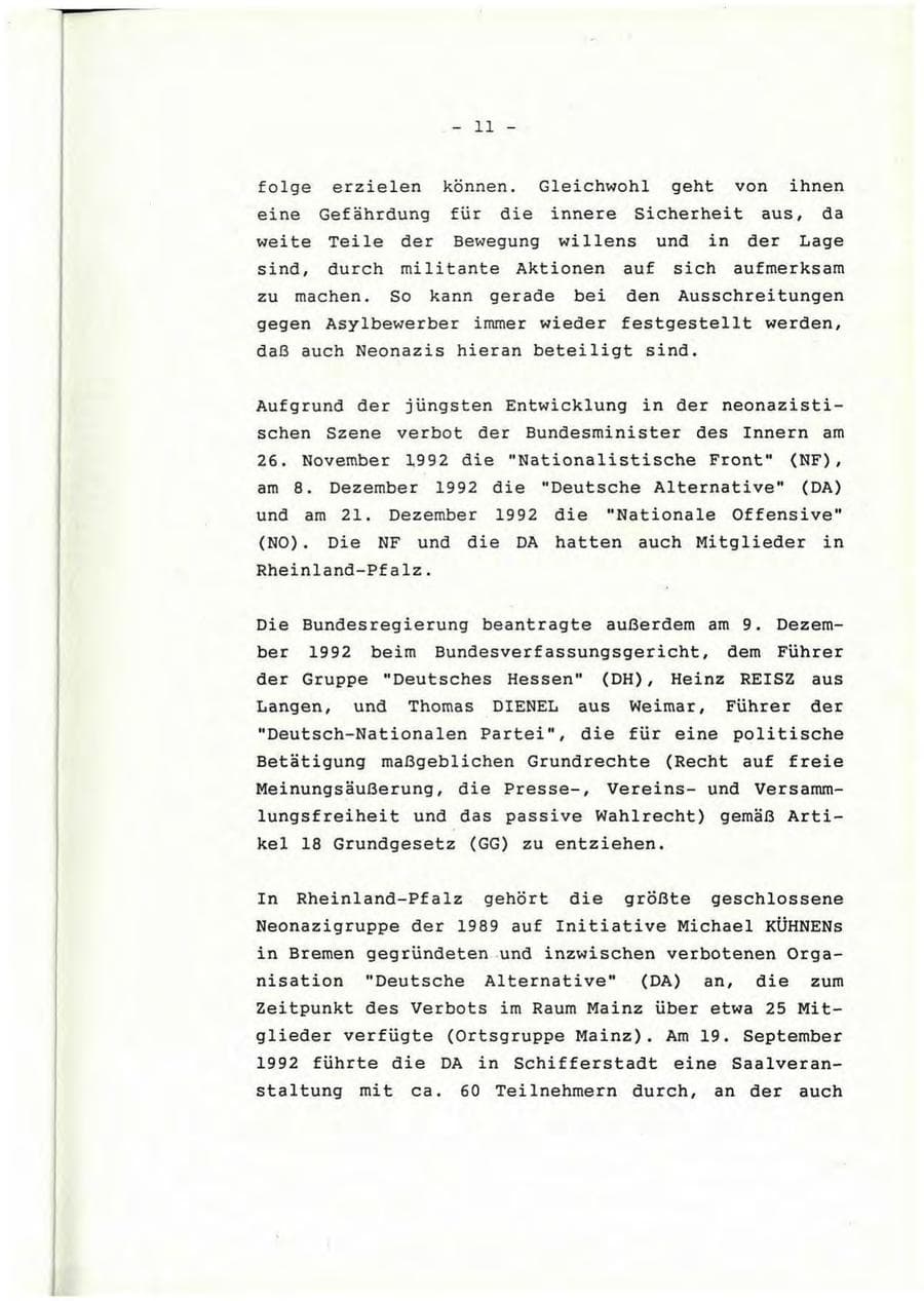 Seite 12 des Verfassungsschutzbericht 1992 Rheinland-Pfalz