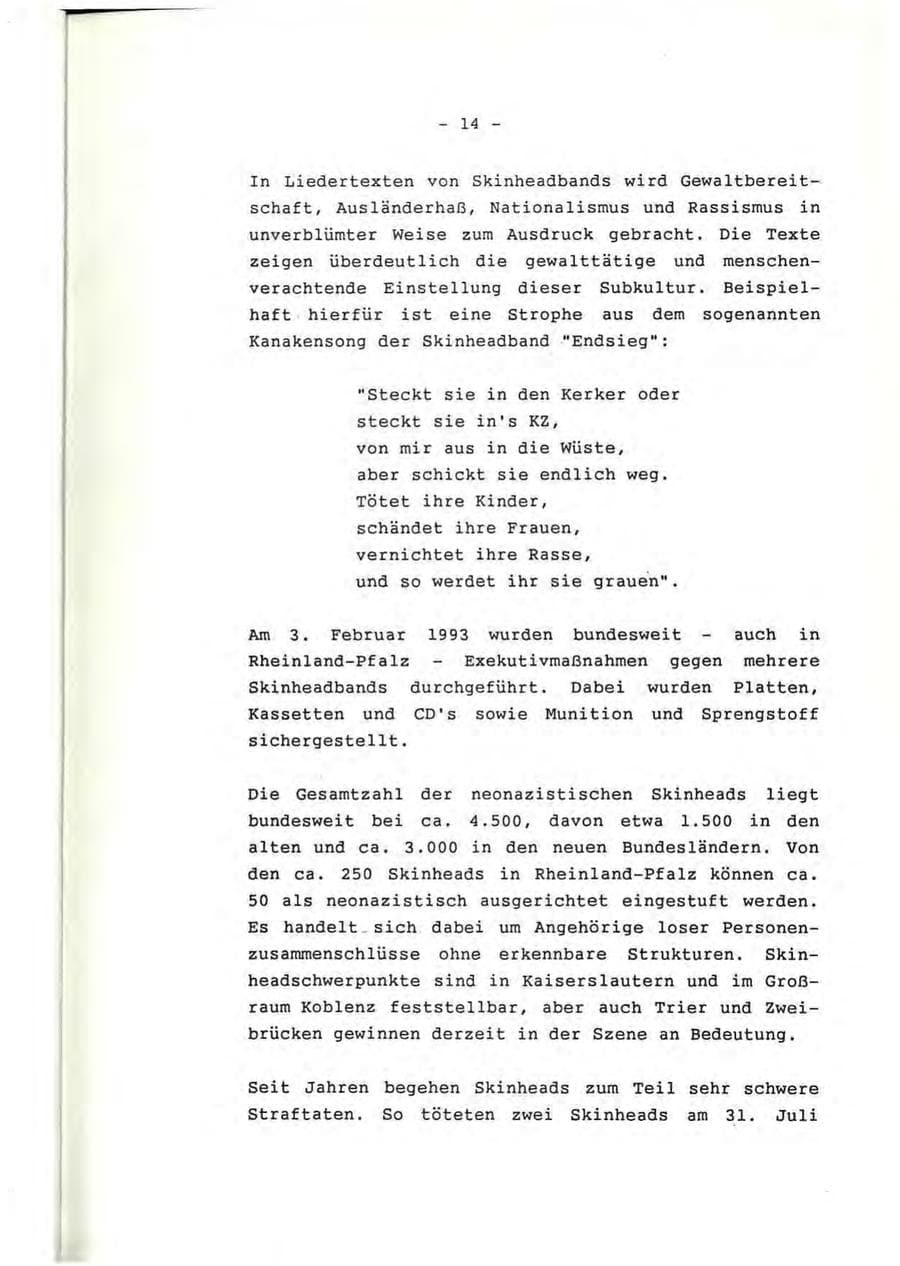 Seite 15 des Verfassungsschutzbericht 1992 Rheinland-Pfalz