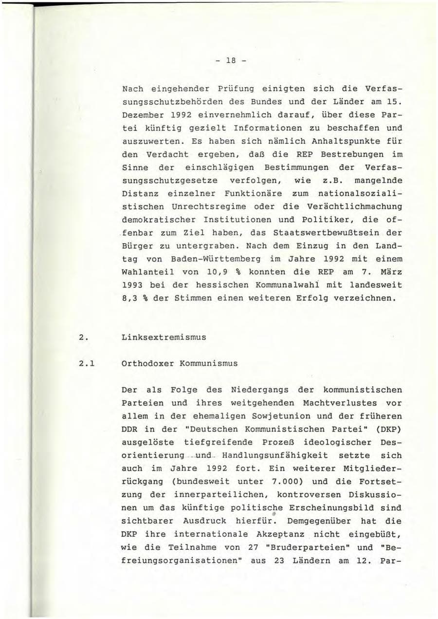 Seite 19 des Verfassungsschutzbericht 1992 Rheinland-Pfalz