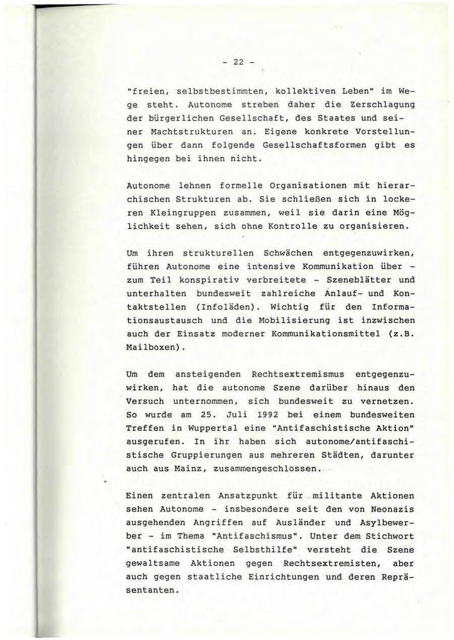 Seite 23 des Verfassungsschutzbericht 1992 Rheinland-Pfalz