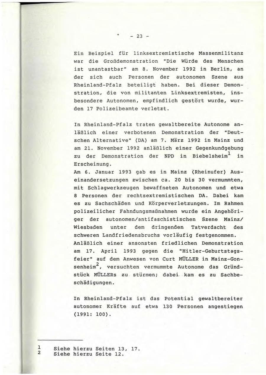 Seite 24 des Verfassungsschutzbericht 1992 Rheinland-Pfalz