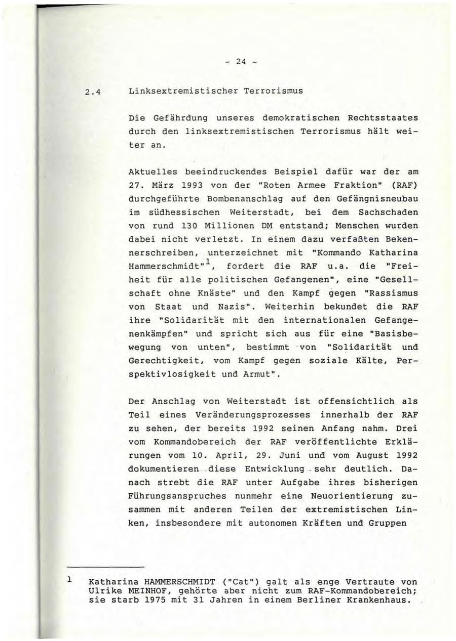 Seite 25 des Verfassungsschutzbericht 1992 Rheinland-Pfalz