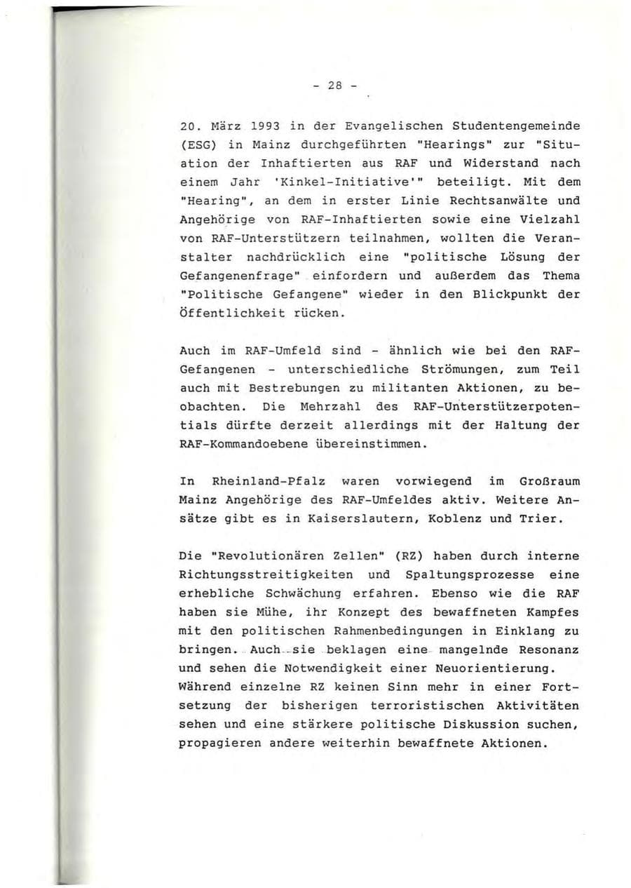 Seite 29 des Verfassungsschutzbericht 1992 Rheinland-Pfalz