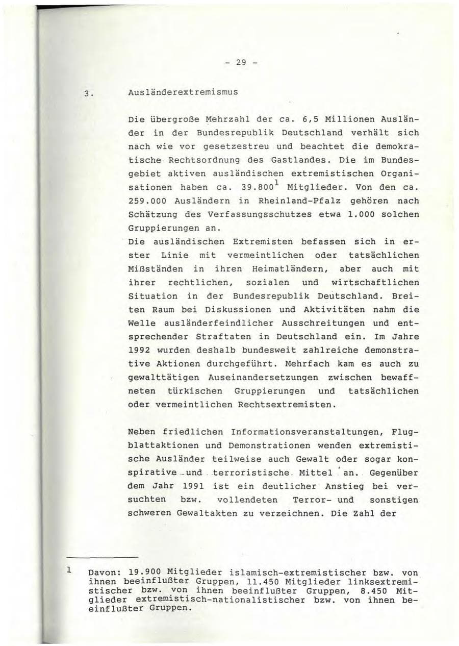 Seite 30 des Verfassungsschutzbericht 1992 Rheinland-Pfalz