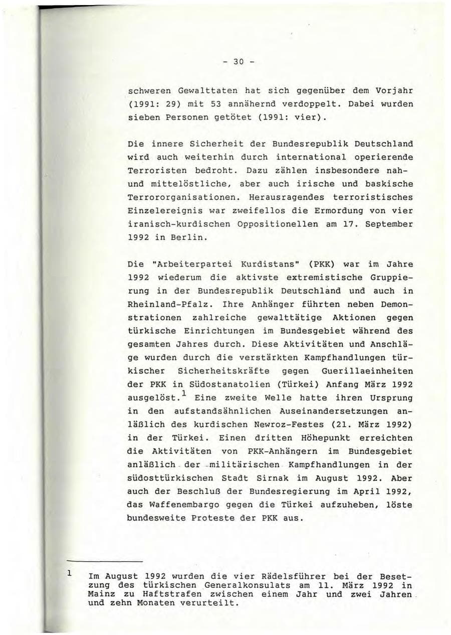 Seite 31 des Verfassungsschutzbericht 1992 Rheinland-Pfalz
