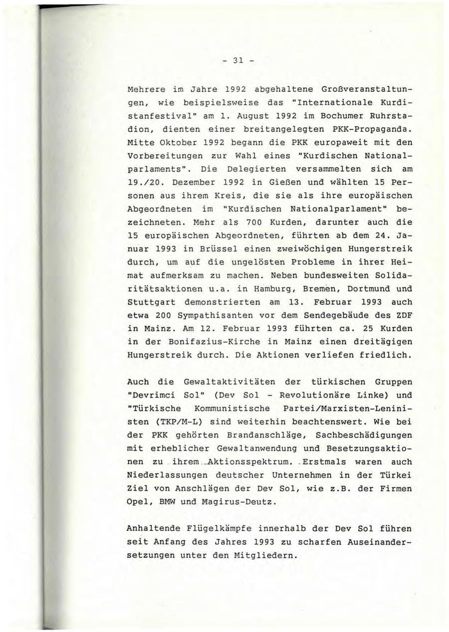 Seite 32 des Verfassungsschutzbericht 1992 Rheinland-Pfalz