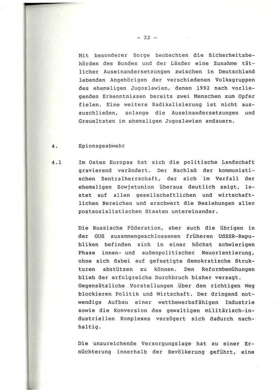 Seite 33 des Verfassungsschutzbericht 1992 Rheinland-Pfalz