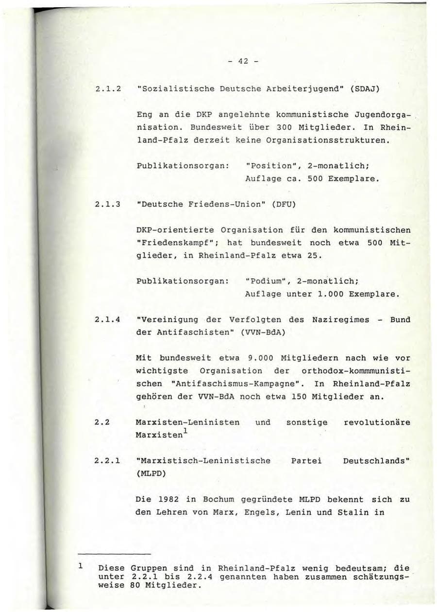 Seite 43 des Verfassungsschutzbericht 1992 Rheinland-Pfalz