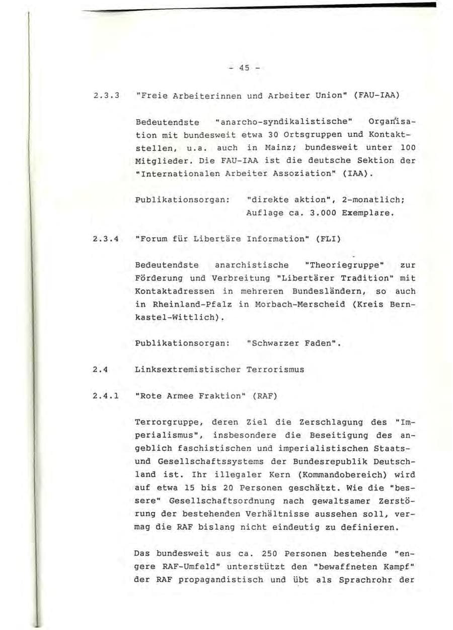 Seite 46 des Verfassungsschutzbericht 1992 Rheinland-Pfalz