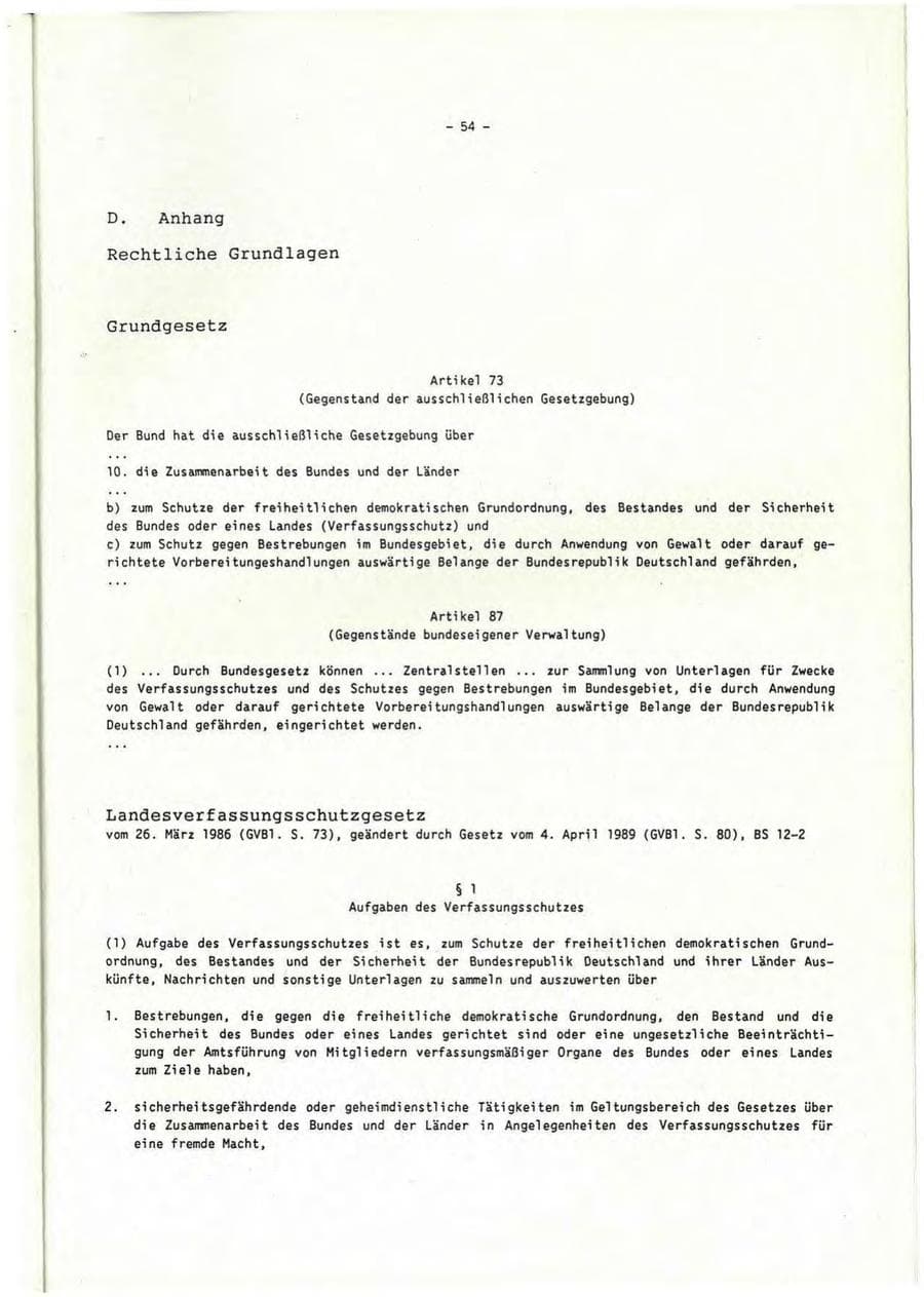 Seite 55 des Verfassungsschutzbericht 1992 Rheinland-Pfalz